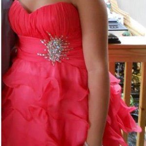 MayQueen Couture Size 14 Short. Coral in Color